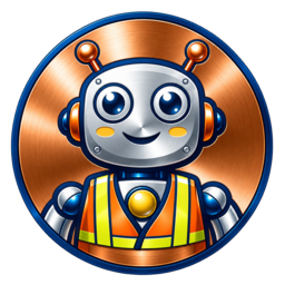 Safety Buddy logo: a friendly robot in a safety vest on a copper-orange circle
